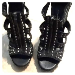 Black studded high heels
